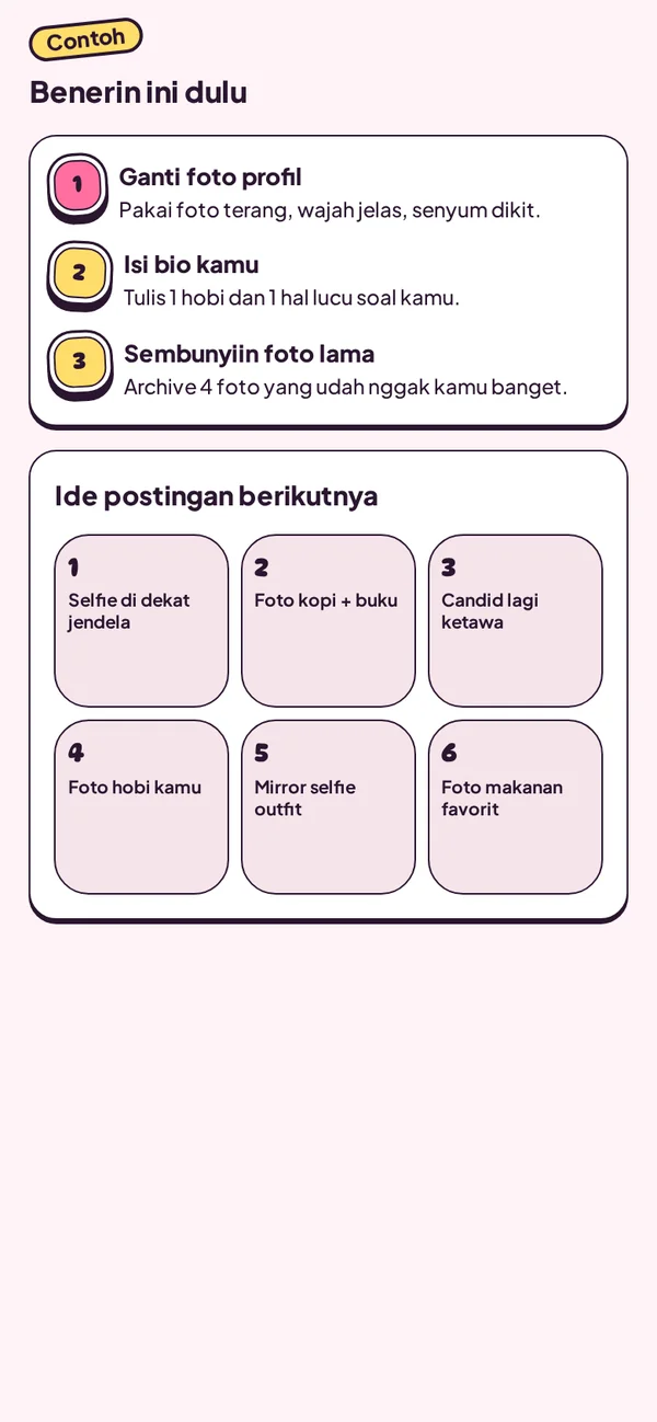 Contoh hasil: Perbaikan dan ide postingan